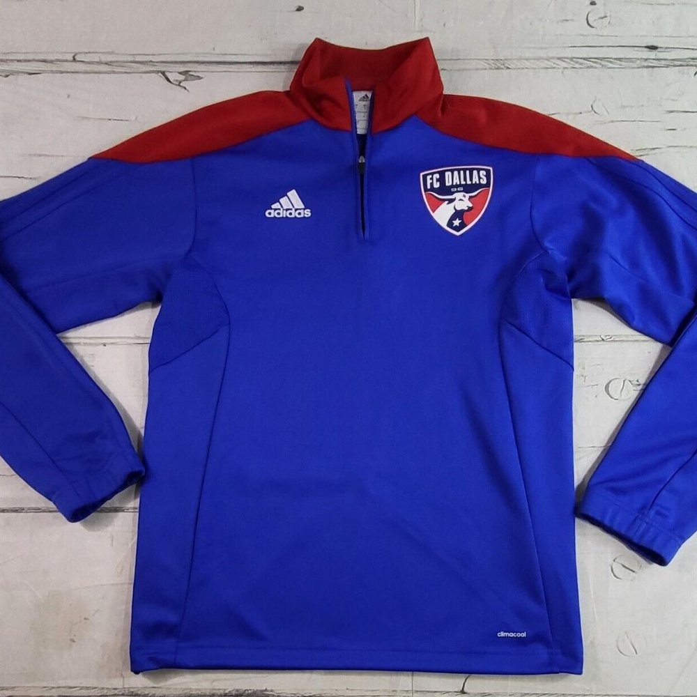Vintage Adidas FC Dallas 96 MLS 1/4 Zip Pullover Climacool Mens Size S EUC